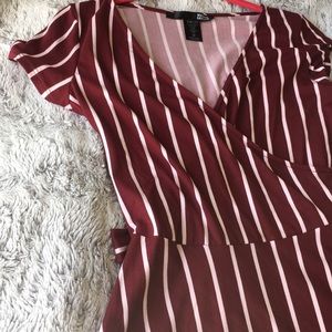 Burgundy & White Striped Dress